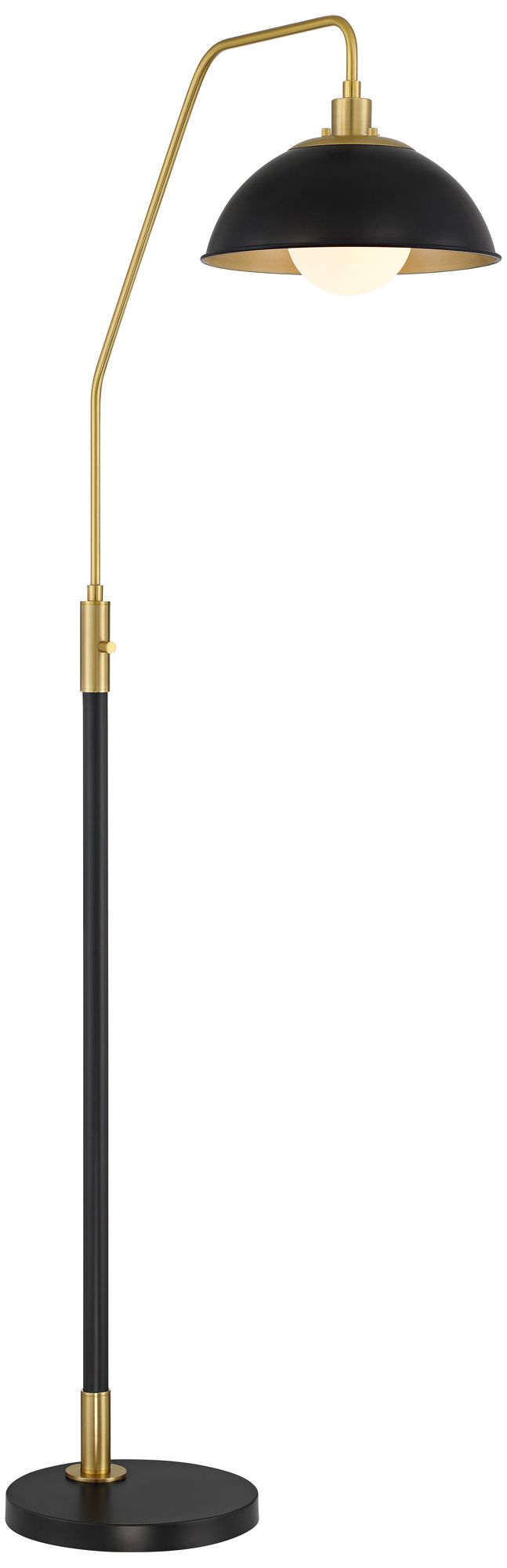 Watch A Video About the Possini Euro Baltar Dome Shade Brass and Black Arc Floor Lamp