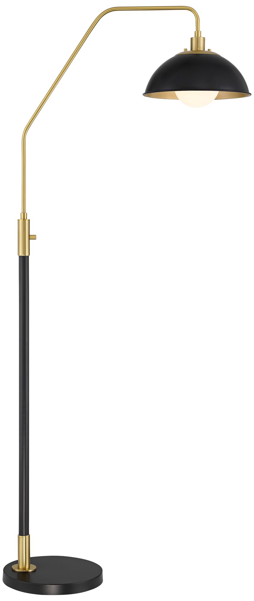 Watch A Video About the Possini Euro Baltar Dome Shade Brass and Black Arc Floor Lamp
