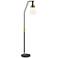 Possini Euro Baltar Black Gold Offset Arm Modern Chairside Arc Floor Lamp