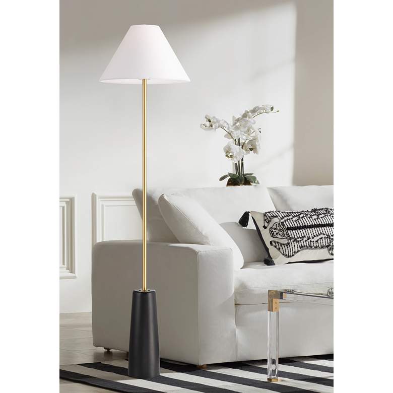 Image 2 Possini Euro Bamba 61 3/4" High Black and Brass Modern Floor Lamp
