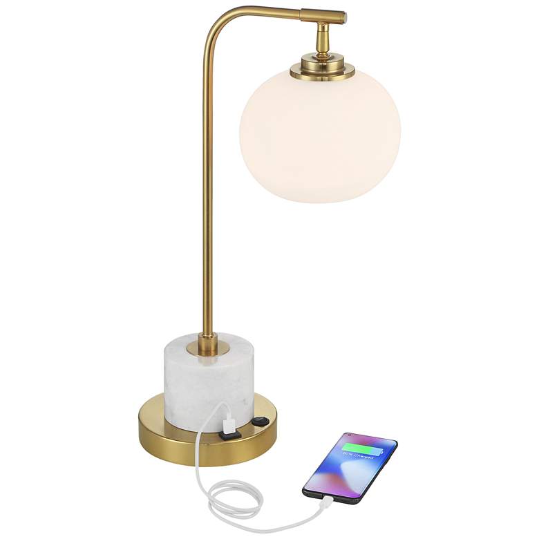 Image 3 Possini Euro Barclay 23" Warm Gold and Marble USB Desk Lamp more views