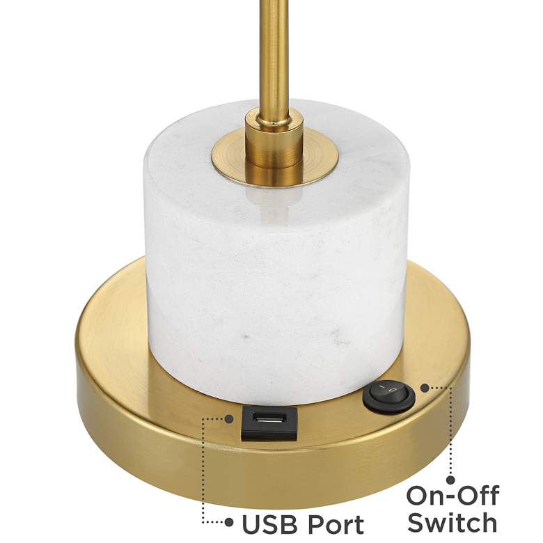 Image 5 Possini Euro Barclay 23 inch Warm Gold and Marble USB Desk Lamp more views