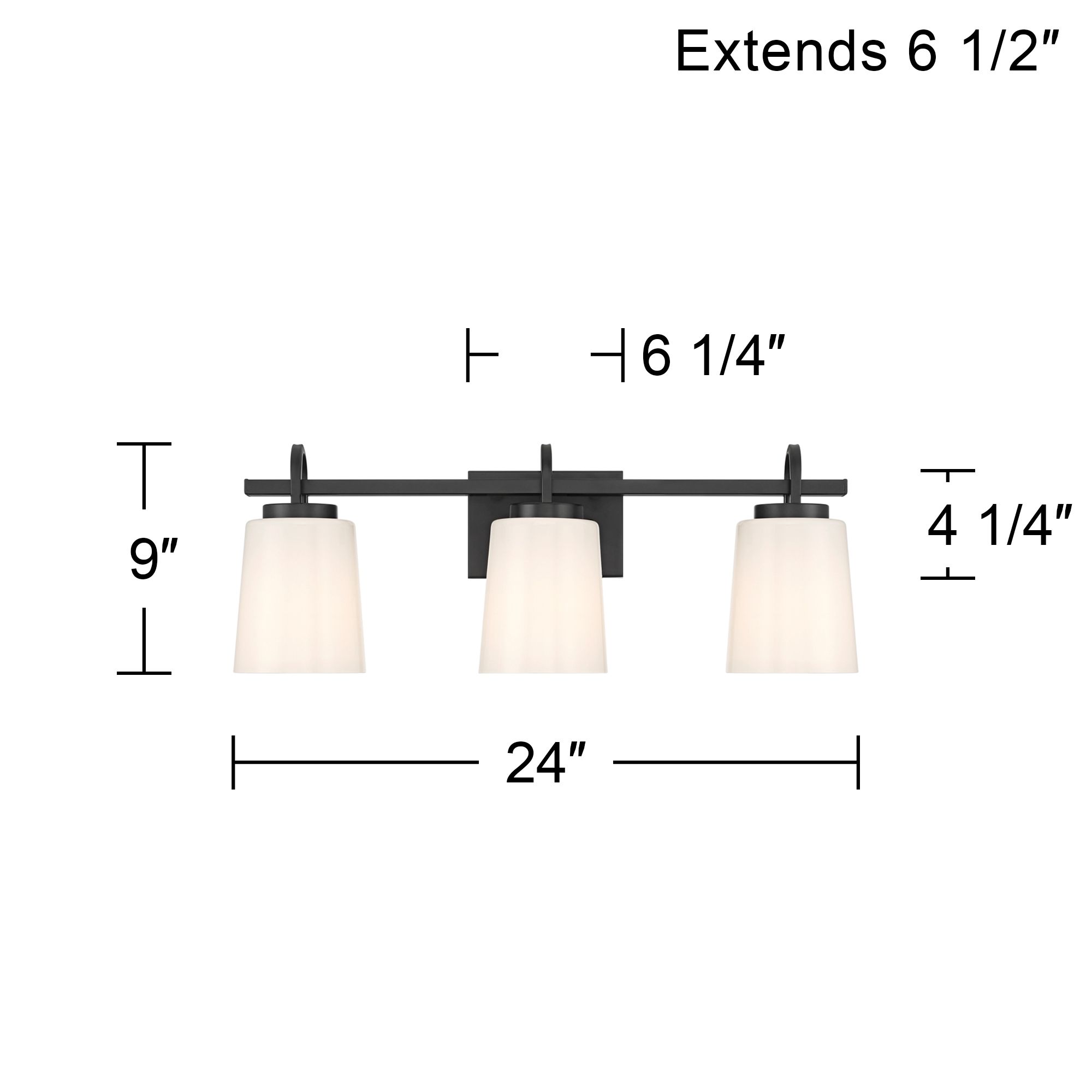 Possini Euro Barnes 24" Wide Black 3-Light Bath Light