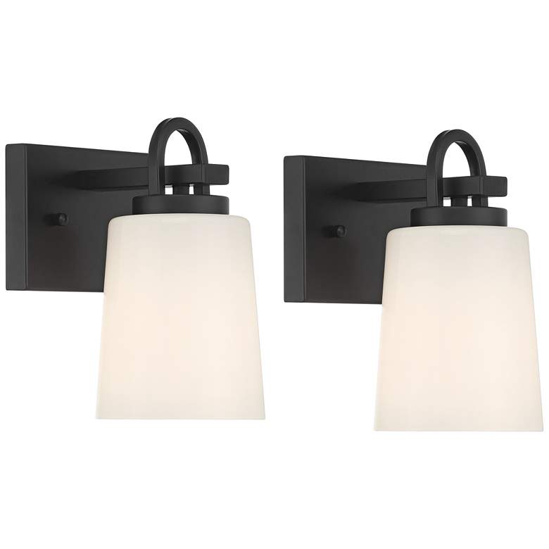 Image 2 Possini Euro Barnes 9" High Black Wall Sconce Set of 2