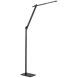 Image2 of Possini Euro Barrett Adjustable Height Anodized Black Modern LED Floor Lamp