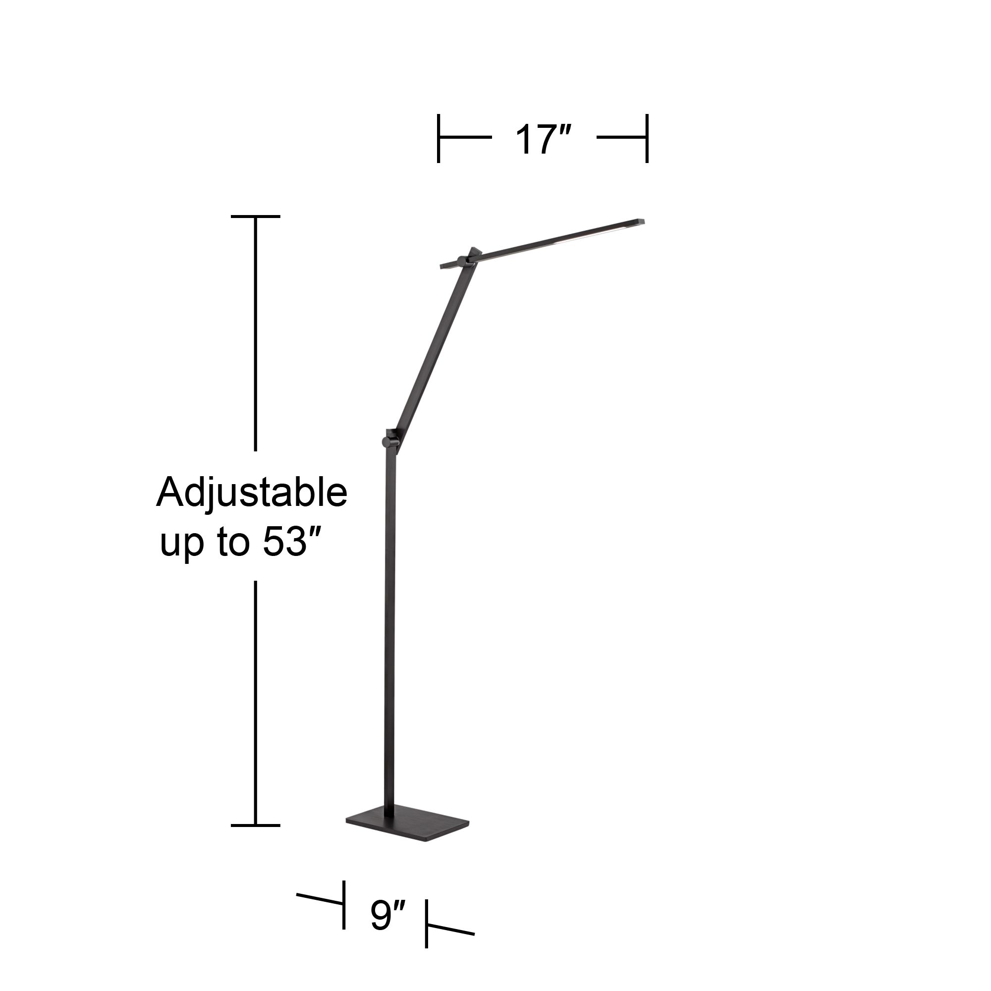 Possini Euro Barrett Adjustable Height Anodized Black Modern LED Floor Lamp