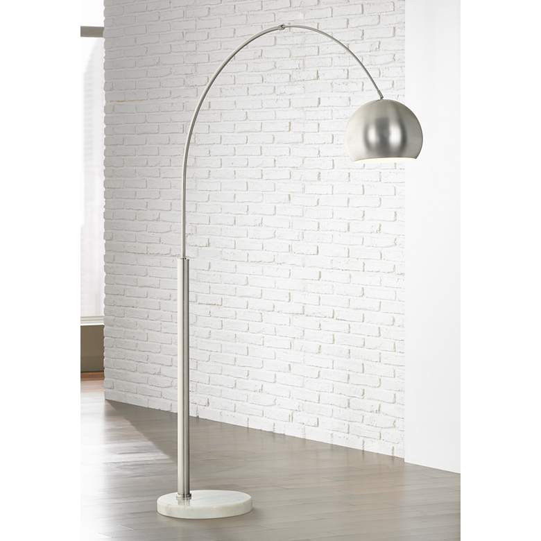 Image 1 Possini Euro Basque 77 1/2" Nickel Finish Modern Arc Floor Lamp