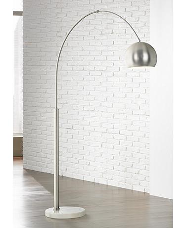 Possini Euro Basque 77 1/2" Nickel Finish Modern Arc Floor Lamp