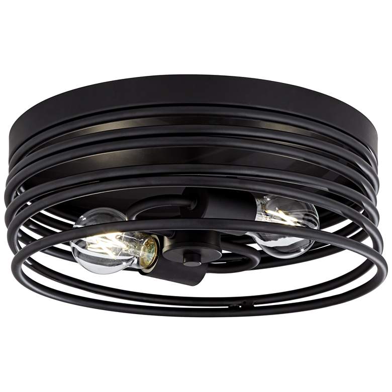 Image 2 Possini Euro Beardsley 13" Wide Black 2-Light Ceiling Light