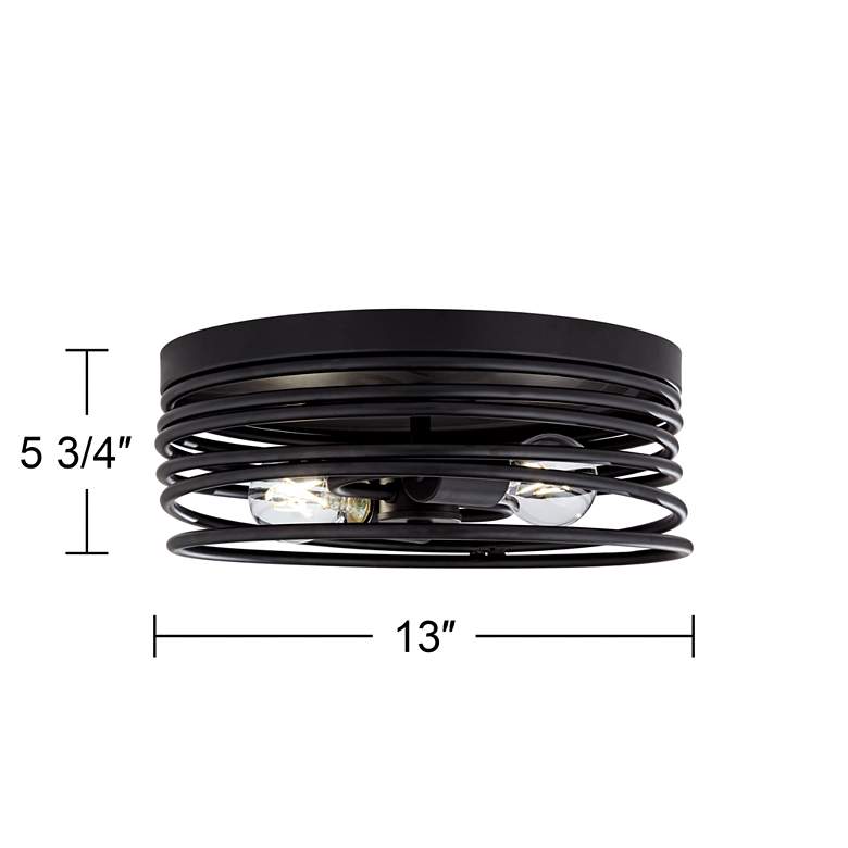 Image 7 Possini Euro Beardsley 13" Wide Black 2-Light Ceiling Light more views