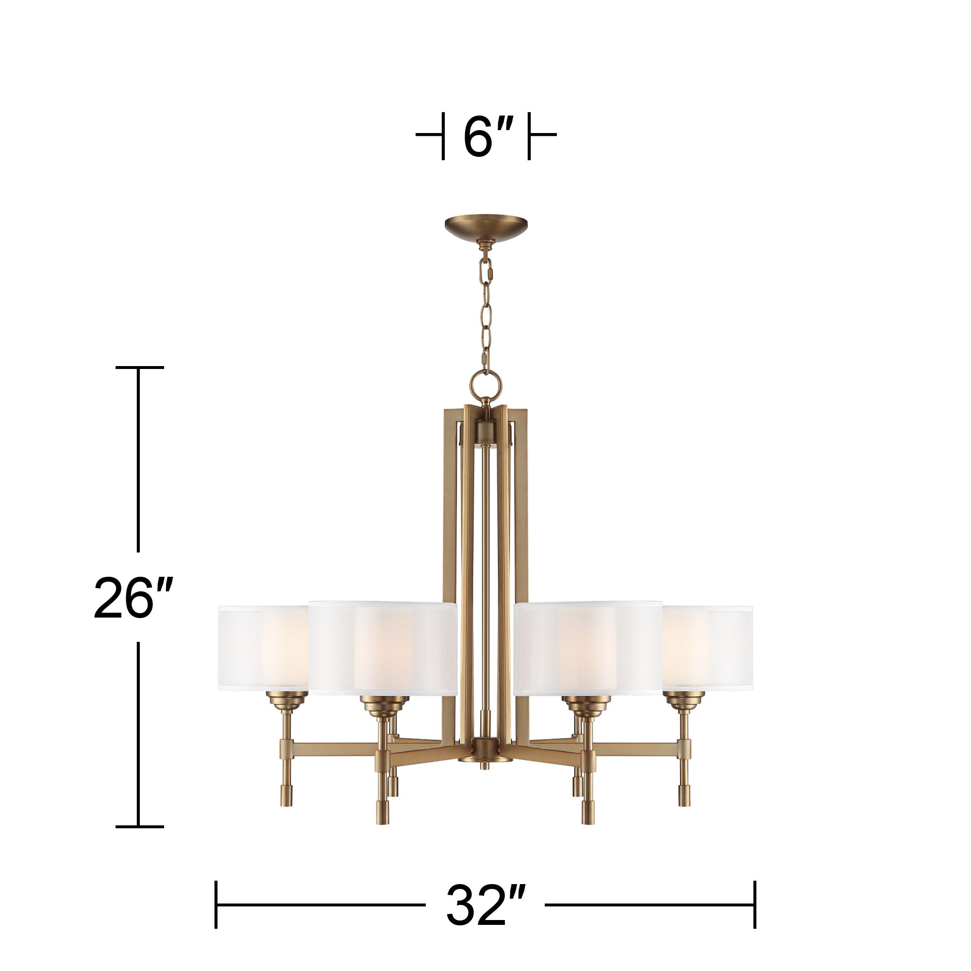 Possini Euro Beauchamp 32" Wide Gold Double Shade 6-Light Chandelier in scene