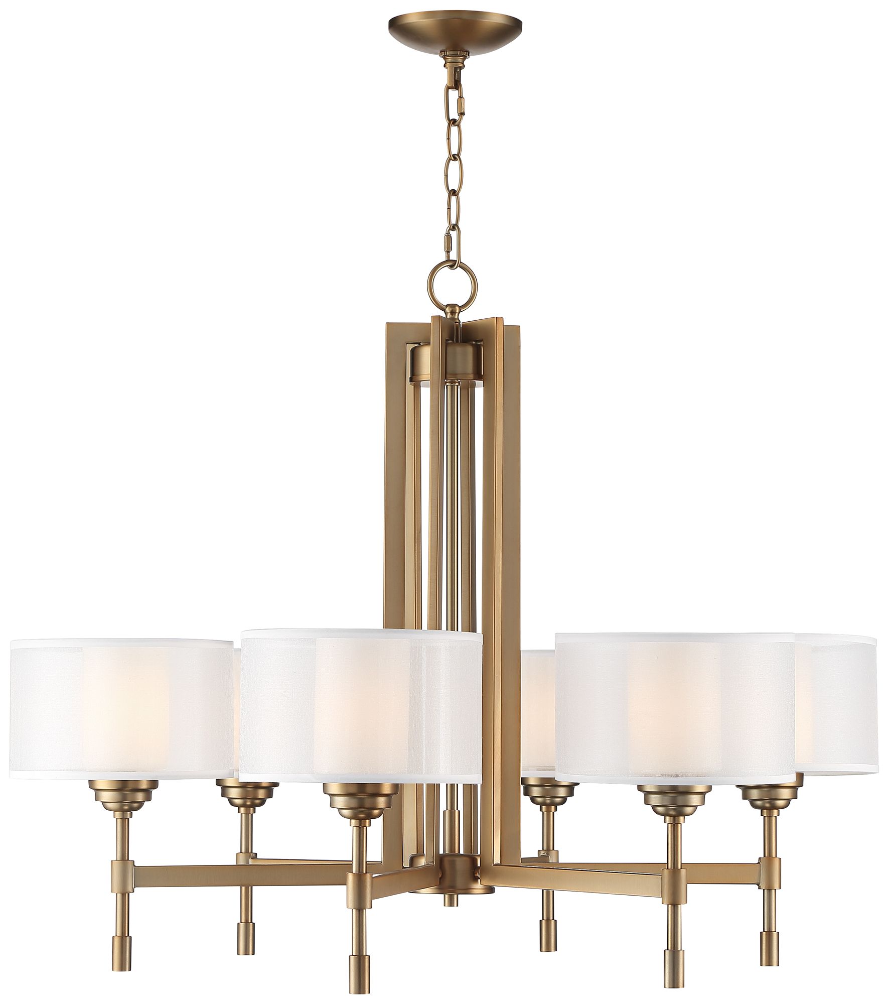 Possini Euro Beauchamp 32" Wide Gold Double Shade 6-Light Chandelier in scene