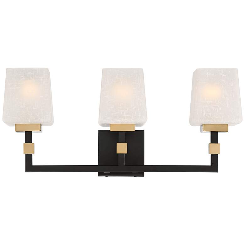 Image 2 Possini Euro Beauregard 21 3/4" Wide Black and Gold 3-Light Bath Light