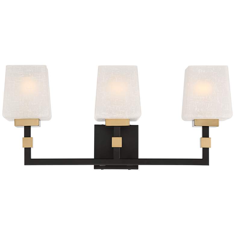 Image 2 Possini Euro Beauregard 21 3/4 inch Wide Black and Gold 3-Light Bath Light