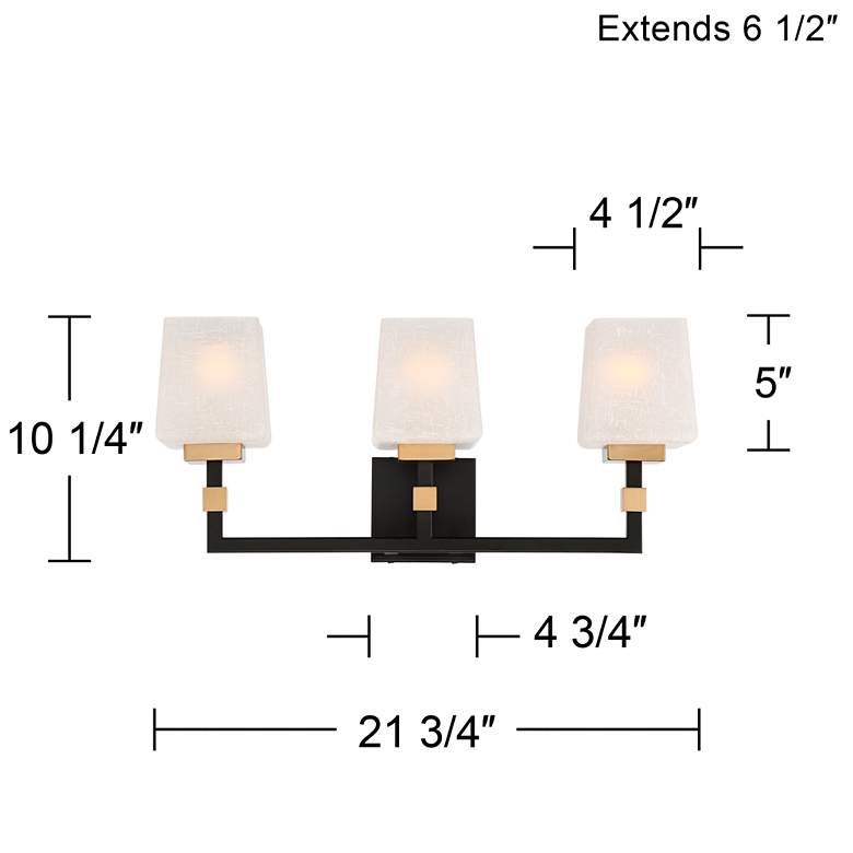 Image 7 Possini Euro Beauregard 21 3/4" Wide Black and Gold 3-Light Bath Light more views