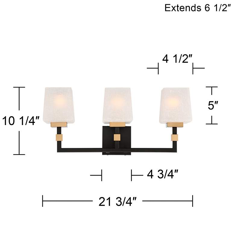 Image 7 Possini Euro Beauregard 21 3/4 inch Wide Black and Gold 3-Light Bath Light more views