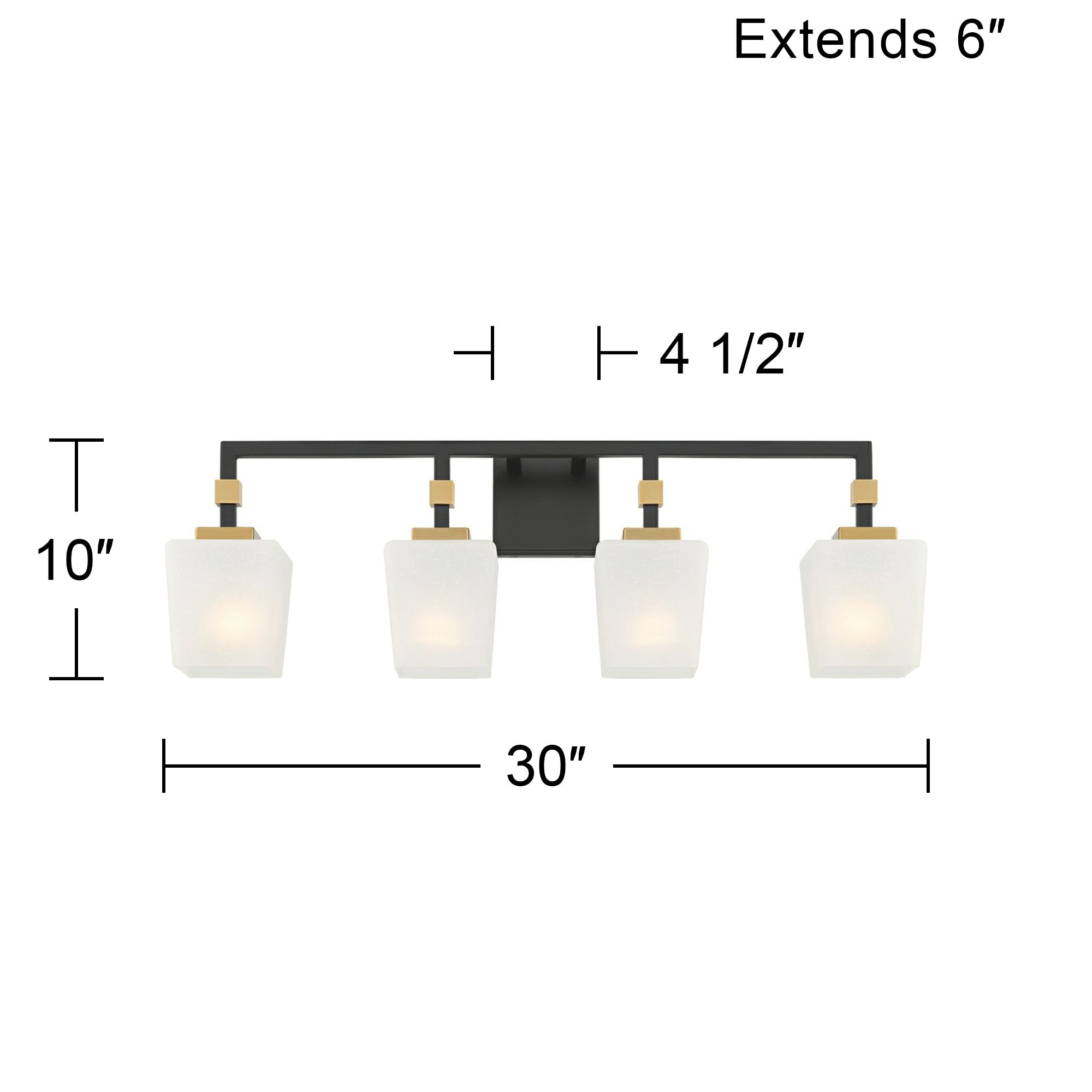 Possini Euro Beauregard 30" Wide Black and Gold 4-Light Bath Light