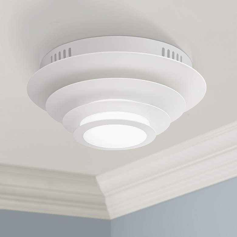 Image 1 Possini Euro Bedias 11"W White Multi-Tier LED Ceiling Light