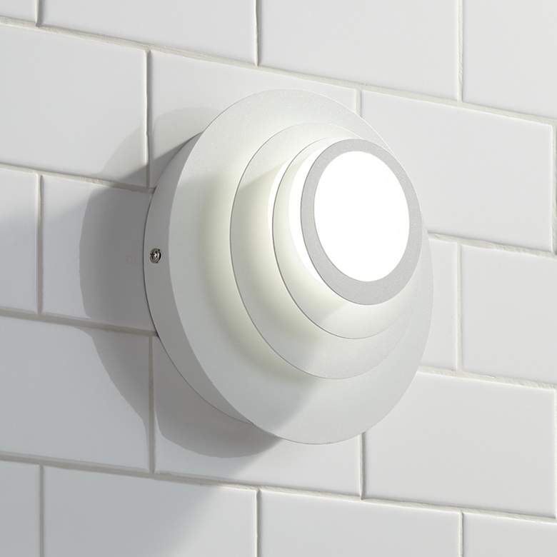 Image 1 Possini Euro Bedias 7 1/2"H White Multi-Tier LED Wall Sconce