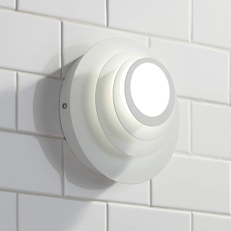 Image 1 Possini Euro Bedias 7 1/2 inchH White Multi-Tier LED Wall Sconce