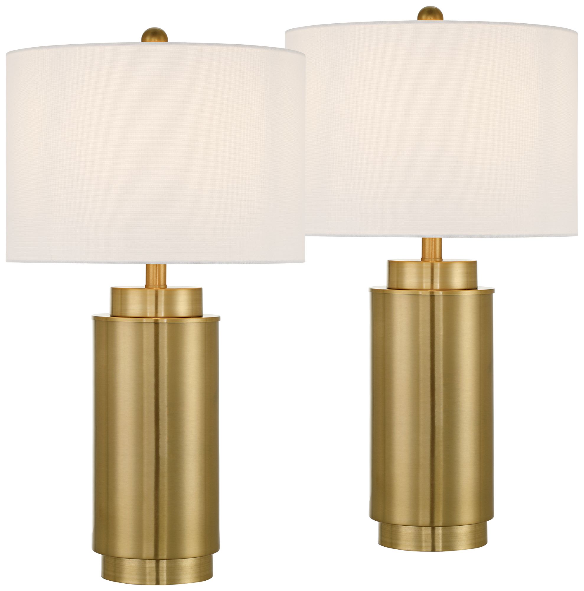 Image 2 Possini Euro Belfast 25 1/2" High Brass Metal USB Table Lamp Set of 2