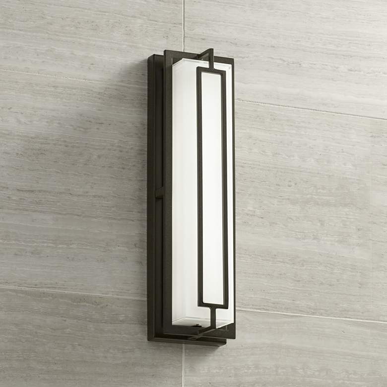 Image 1 Possini Euro Belfonte 16 1/4" High Bronze LED Outdoor Wall Light
