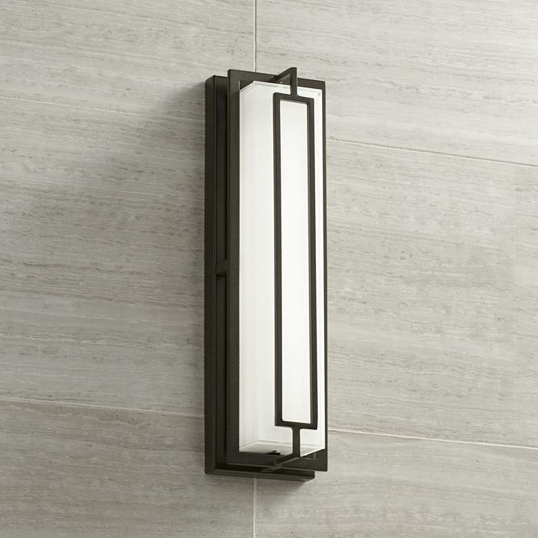 Image 1 Possini Euro Belfonte 16 1/4" High Bronze Modern LED Wall Sconce