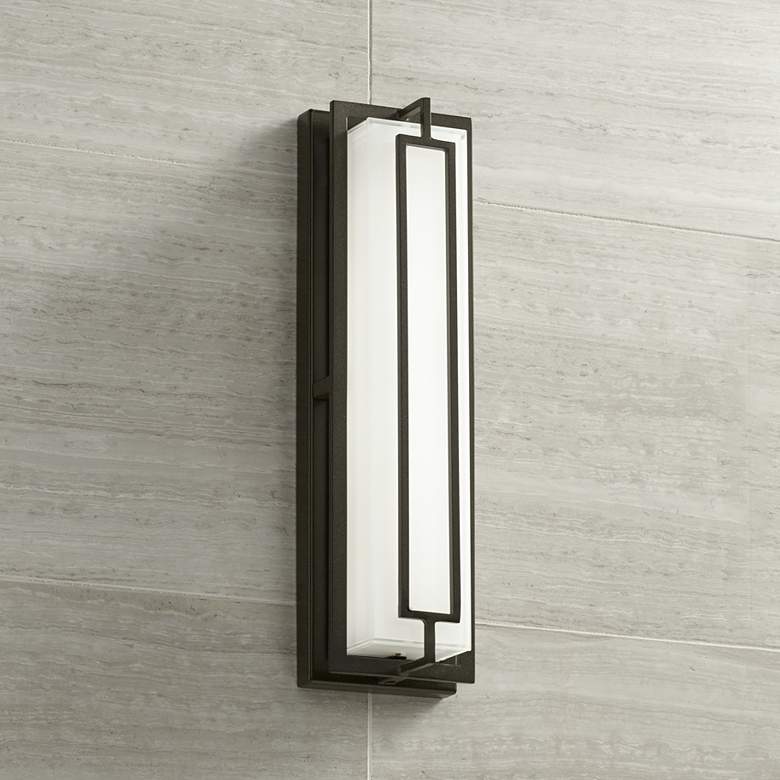 Image 1 Possini Euro Belfonte 16 1/4 inch High Bronze Modern LED Wall Sconce