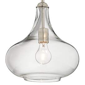 Image3 of Possini Euro Belford 11" Brushed Nickel Handcrafted Glass Mini Pendant more views