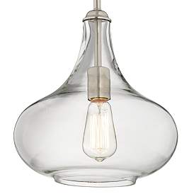 Image4 of Possini Euro Belford 11" Brushed Nickel Handcrafted Glass Mini Pendant more views