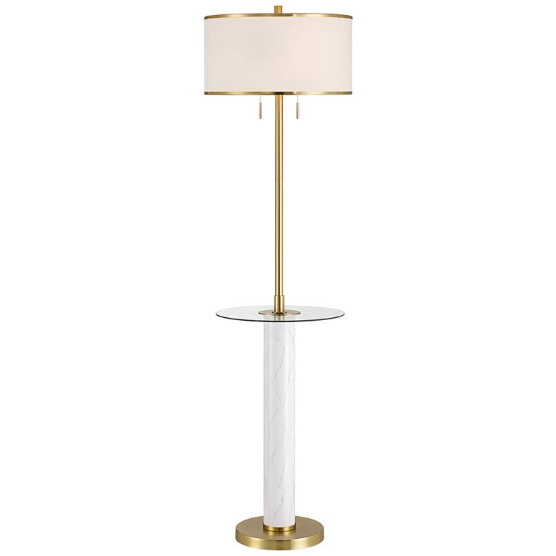 Image 2 Possini Euro Bellini 65" Gold and Faux Marble USB Table Floor Lamp