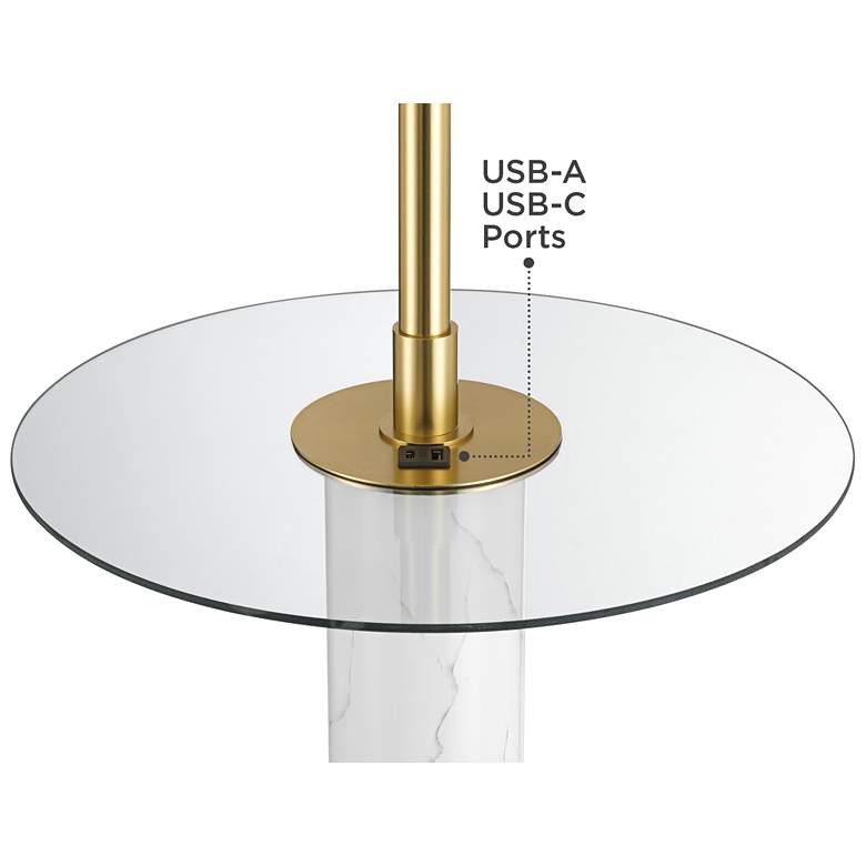 Image 4 Possini Euro Bellini 65" Gold and Faux Marble USB Table Floor Lamp more views