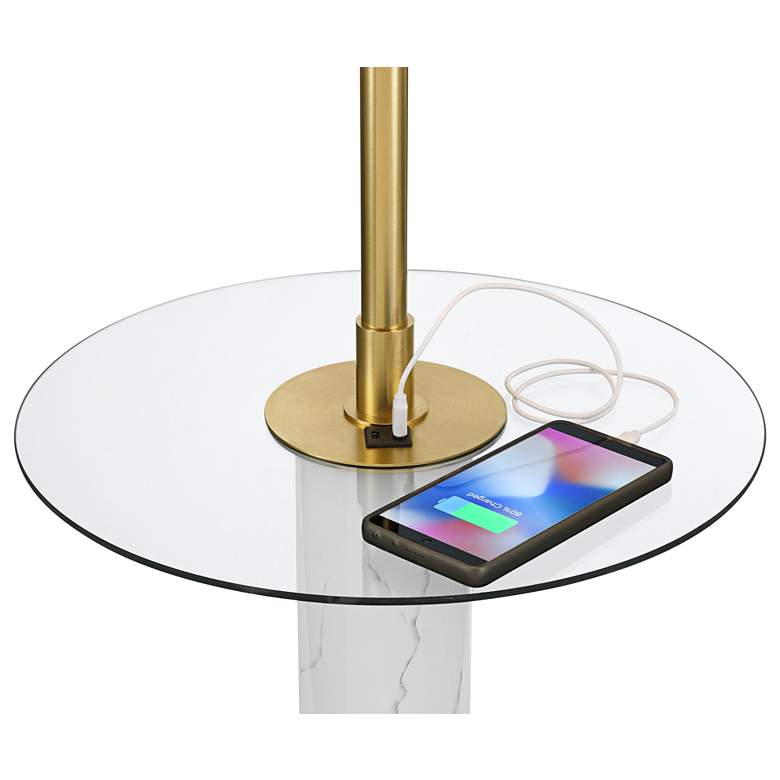 Image 5 Possini Euro Bellini 65" Gold and Faux Marble USB Table Floor Lamp more views