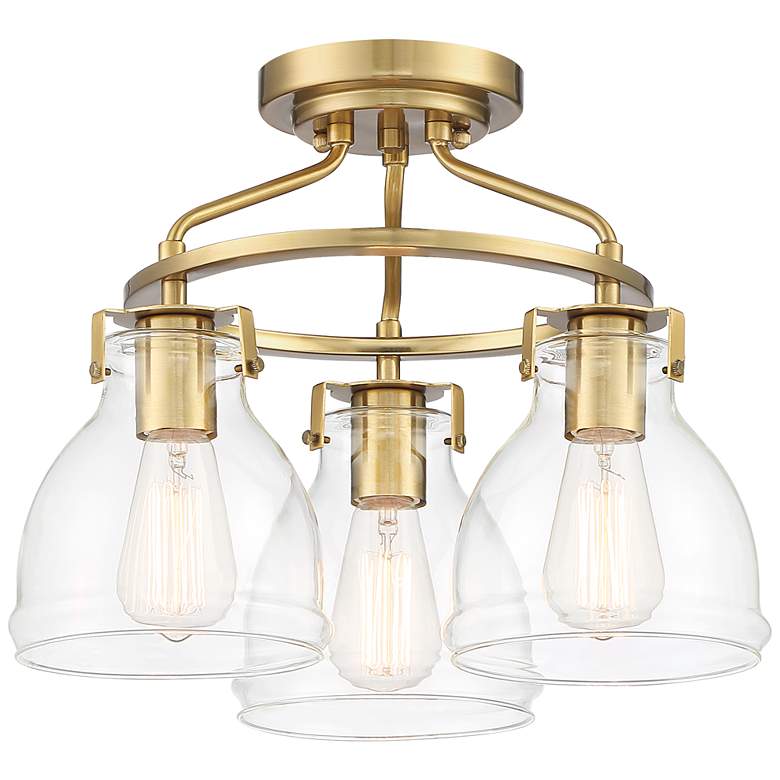 Image 5 Possini Euro Bellis 14 1/2 inch Plated Soft Gold 3-Light Ceiling Light more views