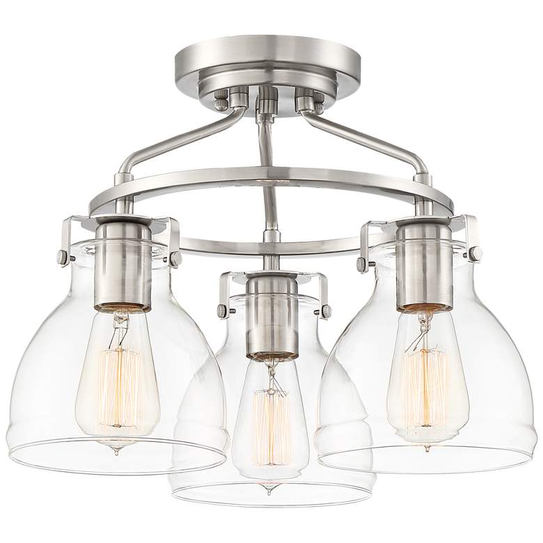 Image 2 Possini Euro Bellis 14 1/2" Wide Brushed Nickel 3-Light Ceiling Light