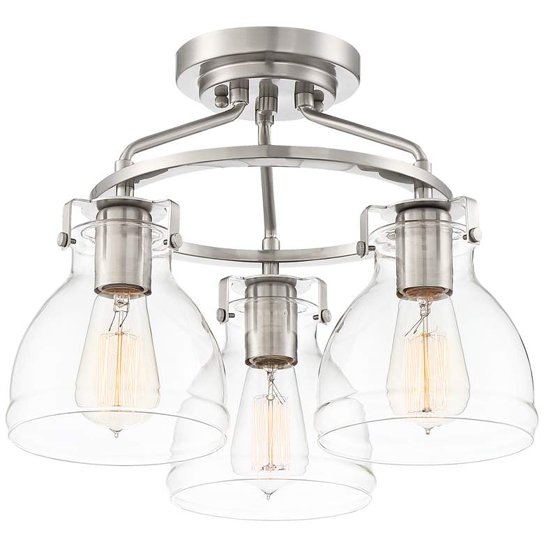 Image 6 Possini Euro Bellis 14 1/2" Wide Brushed Nickel 3-Light Ceiling Light more views