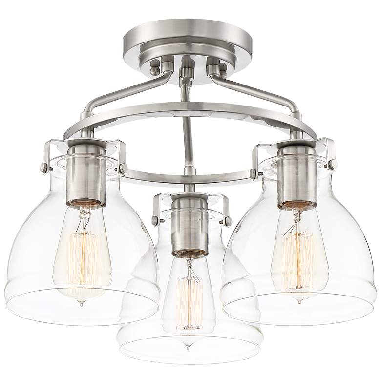 Image 6 Possini Euro Bellis 14 1/2 inch Wide Brushed Nickel 3-Light Ceiling Light more views