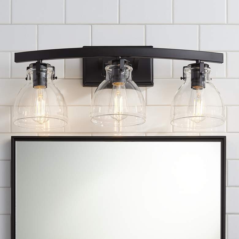 Image 1 Possini Euro Bellis 22 3/4" Wide Black 3-Light Bath Light