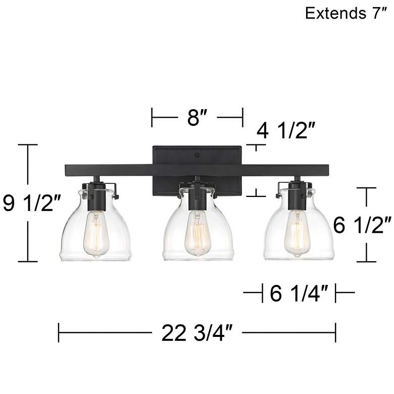 Image 7 Possini Euro Bellis 22 3/4" Wide Black 3-Light Bath Light more views