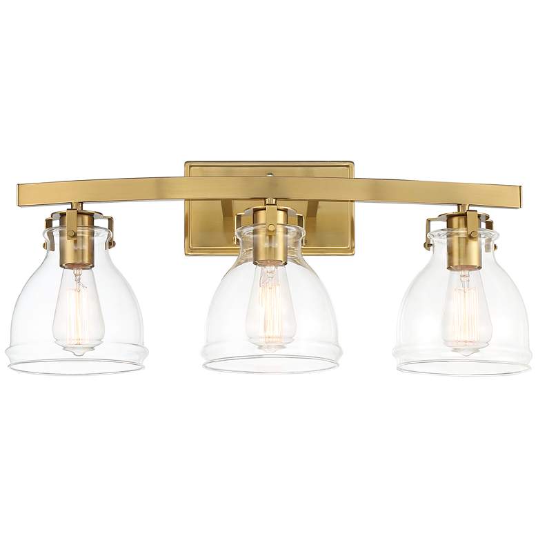 Image 2 Possini Euro Bellis 23 1/2" Wide Clear Glass and Soft Gold Bath Light