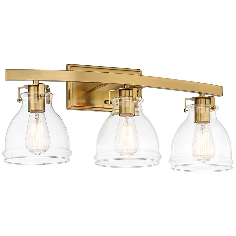 Image 4 Possini Euro Bellis 23 1/2" Wide Clear Glass and Soft Gold Bath Light more views