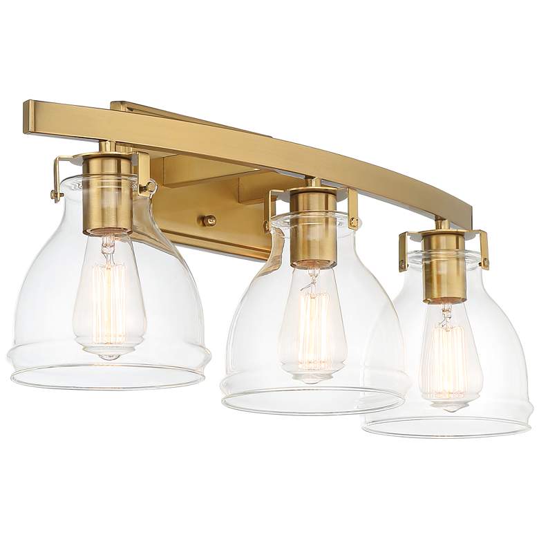 Image 5 Possini Euro Bellis 23 1/2 inch Wide Clear Glass and Soft Gold Bath Light more views