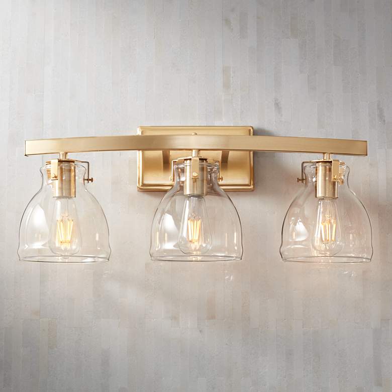 Image 7 Possini Euro Bellis 23 1/2 inch Wide Clear Glass and Soft Gold Bath Light more views
