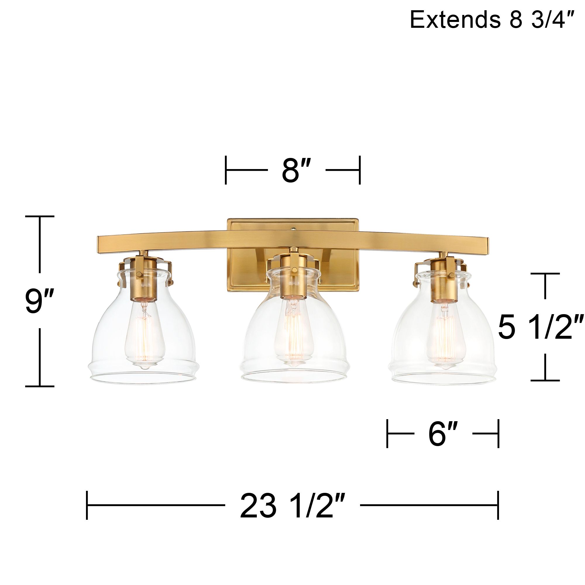 Possini Euro Bellis 23 1/2" Wide Clear Glass and Soft Gold Bath Light