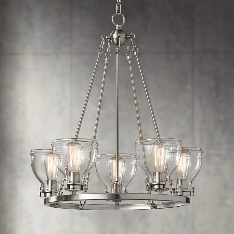 Image 1 Possini Euro Bellis 24 1/2" Brushed Nickel 5-Light Ring Chandelier