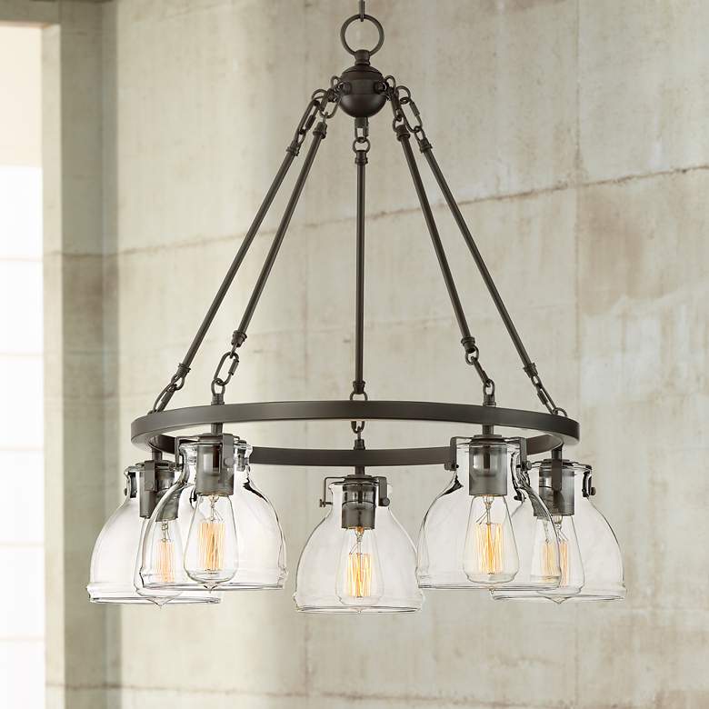 Image 1 Possini Euro Bellis 25" Wide Bronze 5-Light Pendant