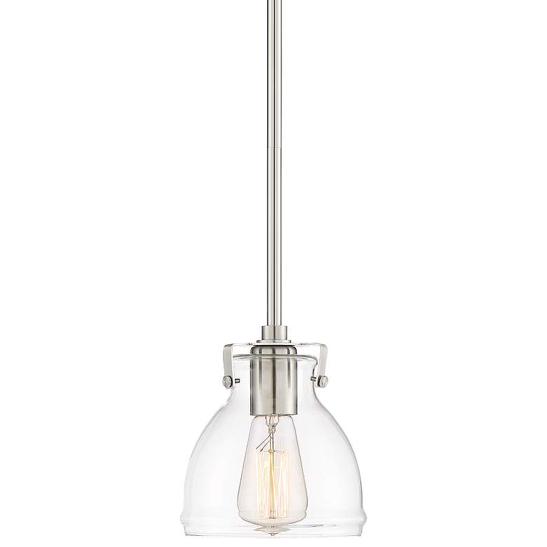 Image 2 Possini Euro Bellis 6 1/2 inch Wide Nickel and Clear Glass Mini Pendant