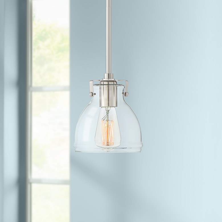 Image 1 Possini Euro Bellis 6 1/2" Wide Nickel and Clear Glass Mini Pendant
