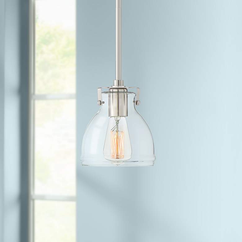 Image 1 Possini Euro Bellis 6 1/2 inch Wide Nickel and Clear Glass Mini Pendant