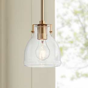 Kichler Eastmont 8" Wide Clear Glass and Natural Brass Mini Pendant